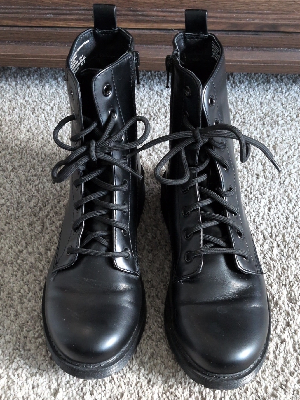 Time and Tru Black Combat Moto Boots